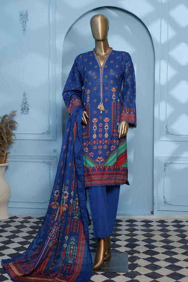 Maryum Noor by Bin Saeed Stitched 3 Piece Printed Lawn Vol-02 Collection'2023-SMLF-103-Blue