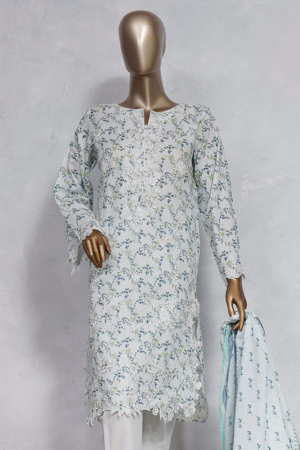 Chand Bagh by Bin Saeed Stitched 3 Piece Emb Lawn Vol-02 Collection'2023-SMLF-0491-Off White
