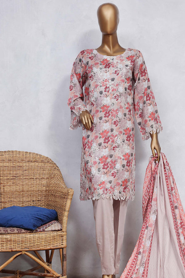 Chand Bagh by Bin Saeed Stitched 3 Piece Emb Lawn Vol-02 Collection'2023-SMLF-505-Pink