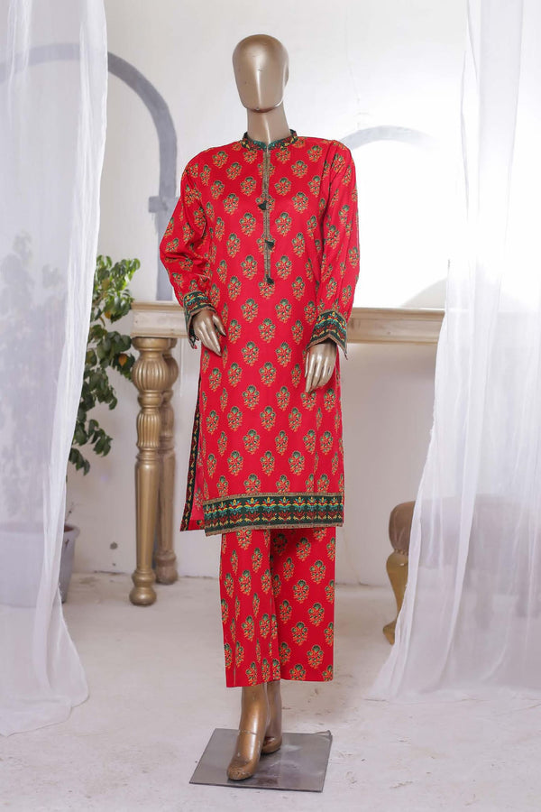 Bin Saeed Stitched Co Ords Printed Lawn Collection'2023-SMLSTF-001-Red