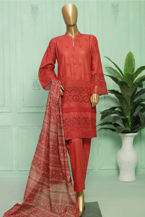 Bin Saeed Stitched 3 Piece Emb Chikankari Vol-02 Collection'2023-SMLF-32-D.Pink