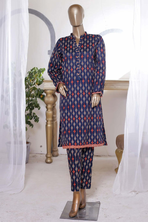 Bin Saeed Stitched Co Ords Printed Lawn Collection'2023-SMLSTF-009-Blue