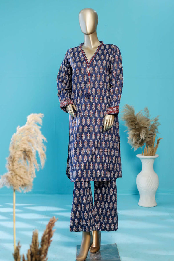 Bin Saeed Stitched Co Ords Printed Lawn Collection'2023-SMLSTF-012-Blue
