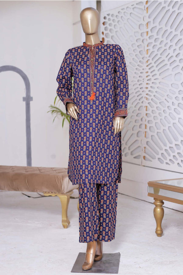 Bin Saeed Stitched Co Ords Printed Lawn Collection'2023-SMLSTF-015-Blue