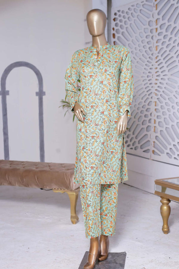Bin Saeed Stitched Co Ords Printed Lawn Collection'2023-SMLSTF-017-Green