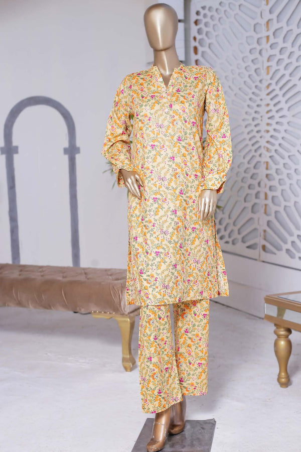Bin Saeed Stitched Co Ords Printed Lawn Collection'2023-SMLSTF-018-Lemon