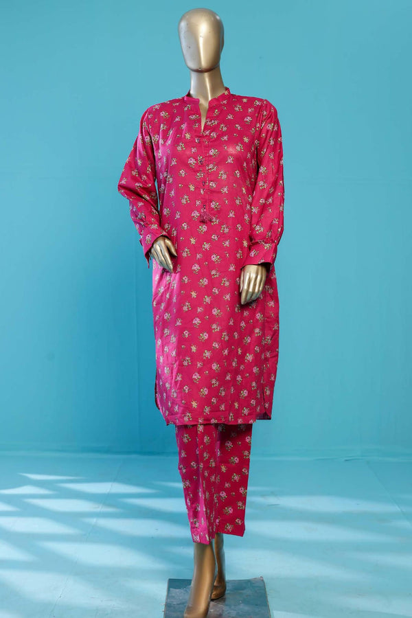Bin Saeed Stitched Co Ords Printed Lawn Collection'2023-SMLSTF-020-Maroon