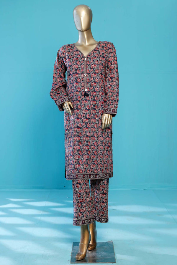 Bin Saeed Stitched Co Ords Printed Lawn Collection'2023-SMLSTF-024-Blue