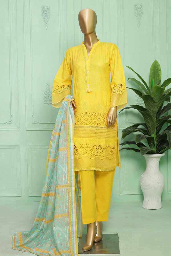 Bin Saeed Stitched 3 Piece Emb Chikankari Vol-02 Collection'2023-SMLF-29-Yellow