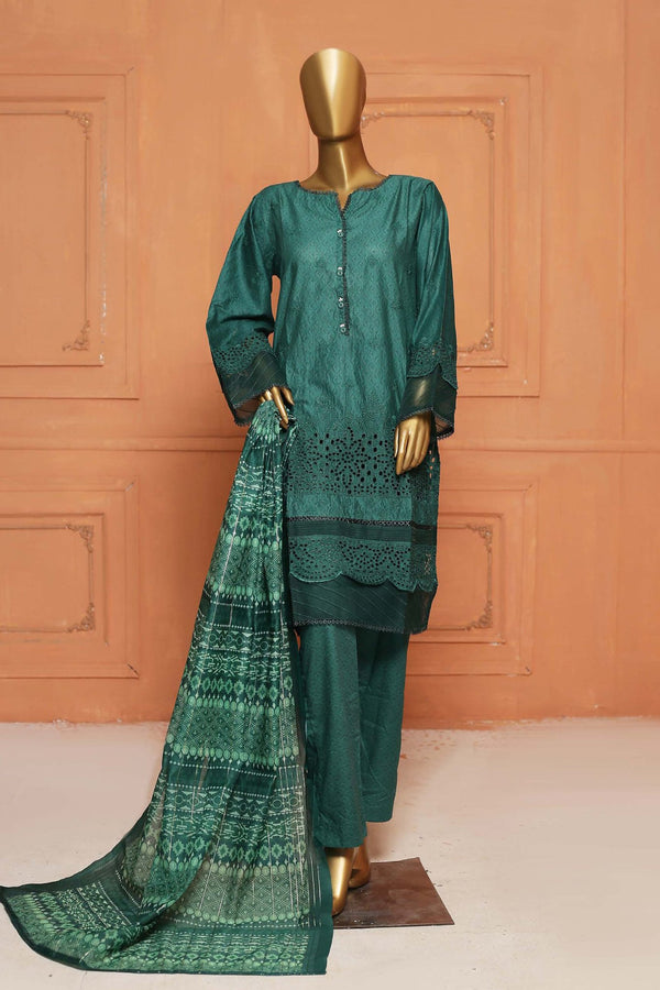 Bin Saeed Stitched 3 Piece Chikankari Lawn Collection'2023-SMLSTF-039-Green