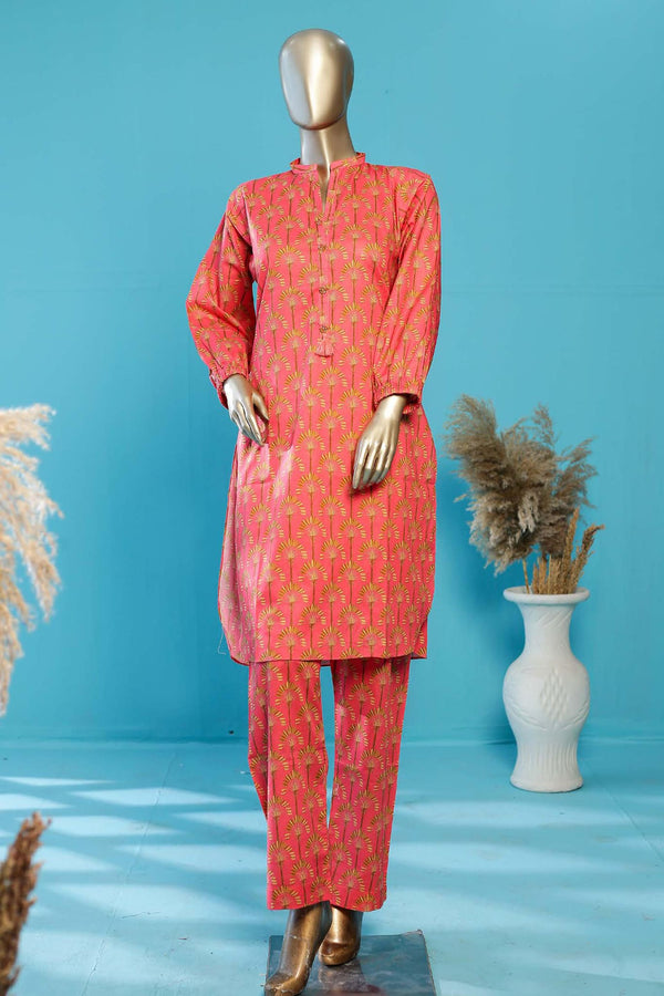 Bin Saeed Stitched Co Ords Printed Lawn Collection'2023-SMLSTF-077-Red