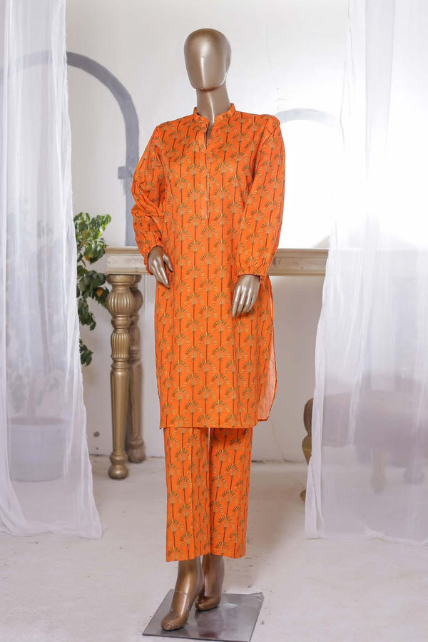 Bin Saeed Stitched Co Ords Printed Lawn Collection'2023-SMLSTF-078-Orange