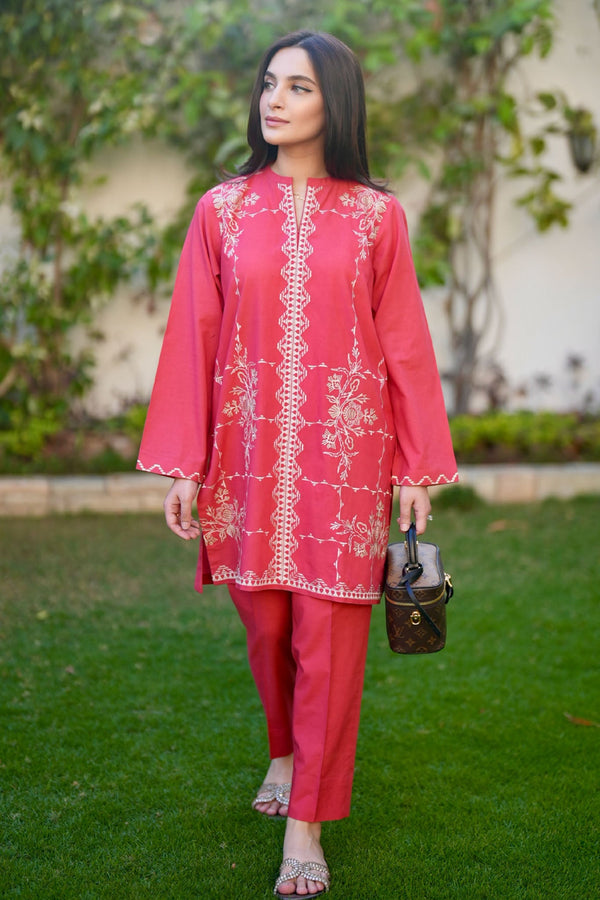 Sahar Stitched 2 Piece Pret Essentials Collection'2025-SSEC-V3-RK-03 - Red