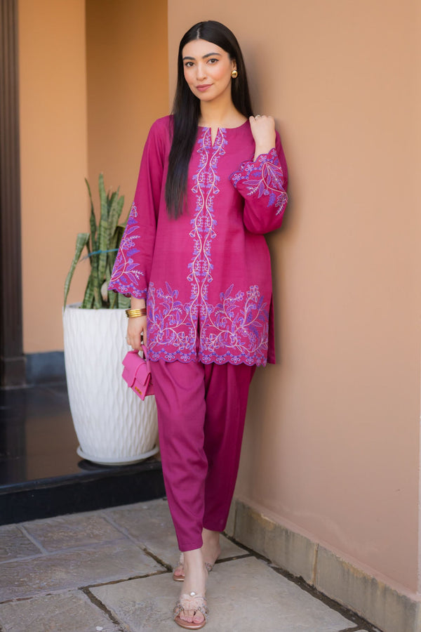 Sahar Stitched 2 Piece Pret Essentials Collection'2025-SSED-RK-05 - Dark Pink