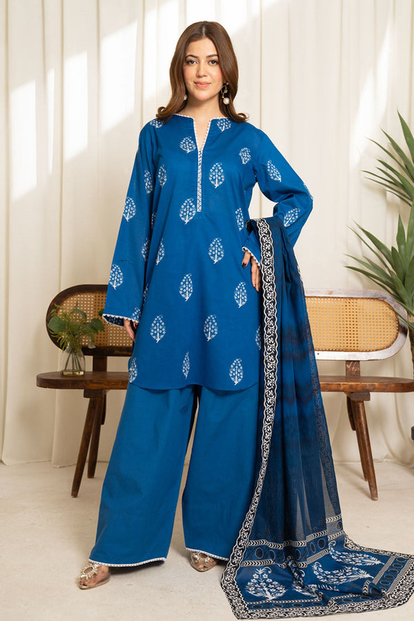 COCO By Zara Shah Jahan Unstitched 3 Piece Printed Lawn Vol-01 Collection'2025-SULE-01 - Blue