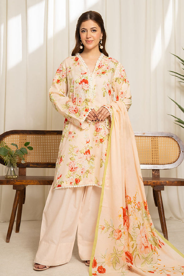 COCO By Zara Shah Jahan Unstitched 3 Piece Printed Lawn Vol-01 Collection'2025-SULE-04 - Light Peach
