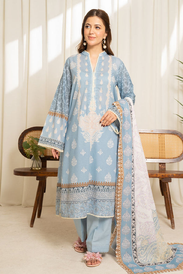 COCO By Zara Shah Jahan Unstitched 3 Piece Printed Lawn Vol-01 Collection'2025-SULE-06 - Sky