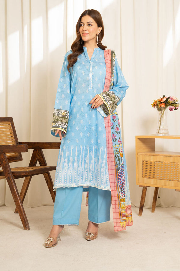 COCO By Zara Shah Jahan Unstitched 3 Piece Printed Lawn Vol-01 Collection'2025-SULE-08 - Sky Blue