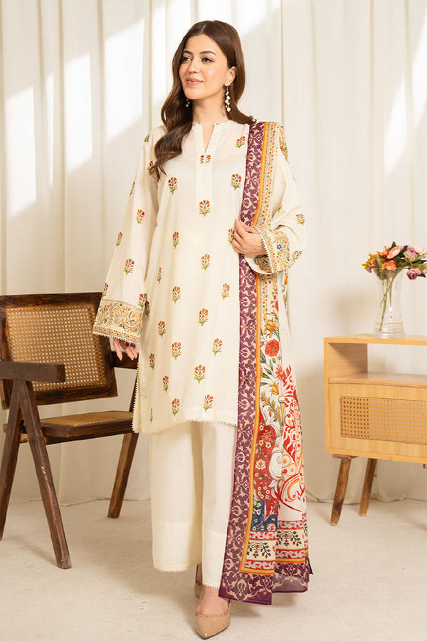 COCO By Zara Shah Jahan Unstitched 3 Piece Printed Lawn Vol-01 Collection'2025-SULE-09 - White