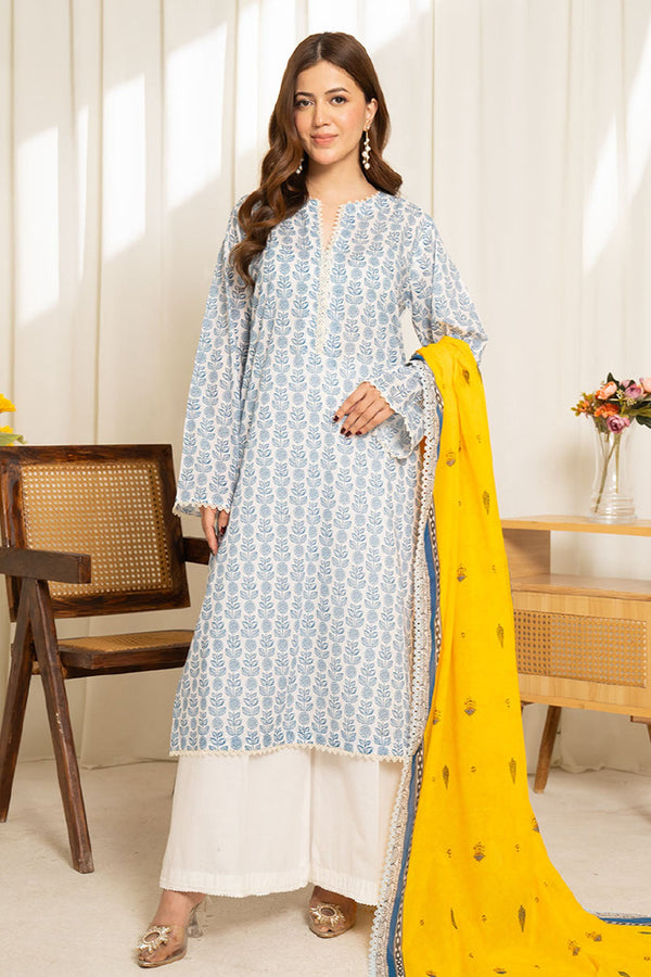 COCO By Zara Shah Jahan Unstitched 3 Piece Printed Lawn Vol-01 Collection'2025-SULE-11 - Sky