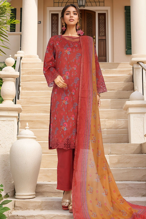 Sada Bahar Stitched 3 Piece Luxury Cutwork Vol-01 Collection'2025-CW-4017-Rust