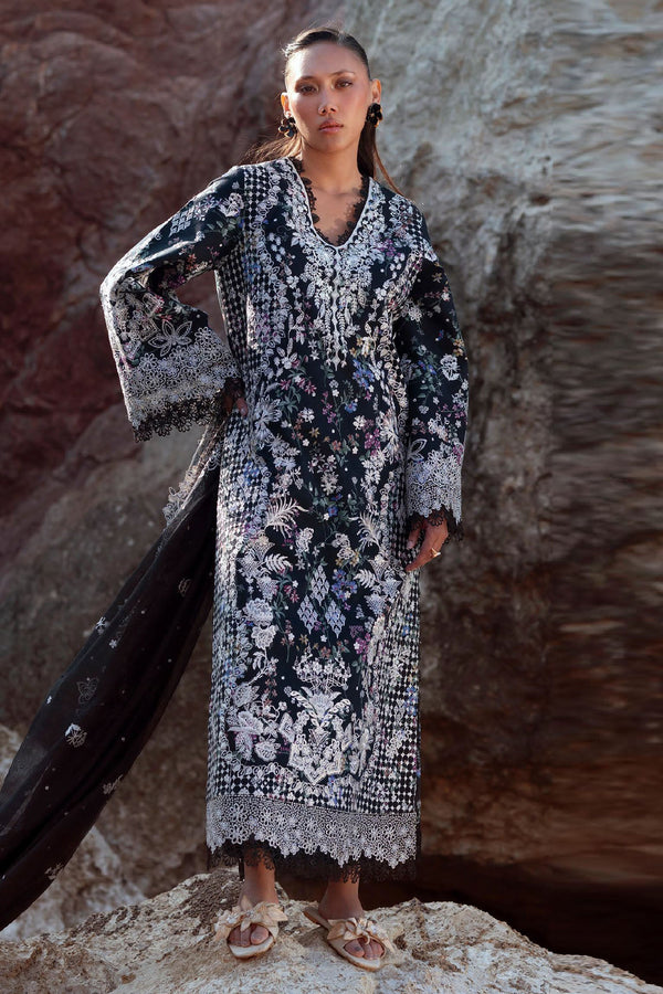 Summer Together By Afrozeh Unstitched 3 Piece Lawnkari Vol-03 Collection-AL-06-Saffron Jasper - Black