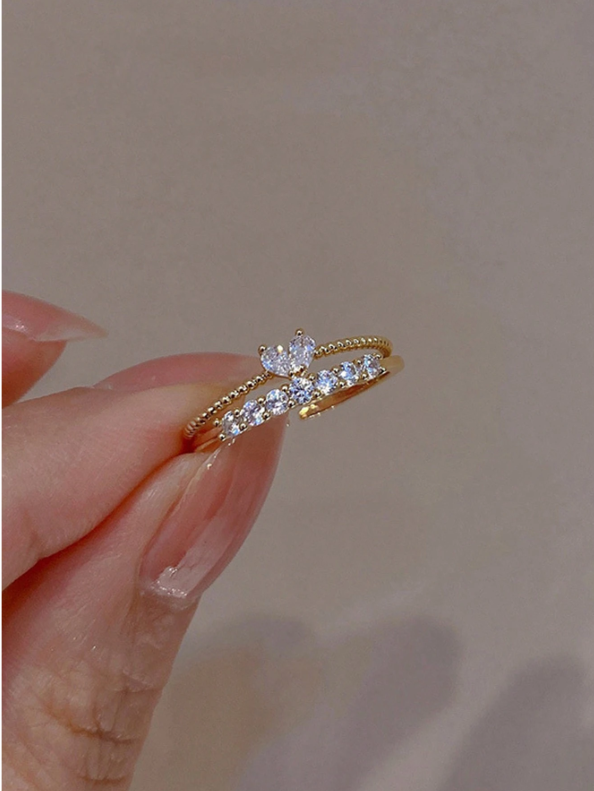 Shein - Nooxian 1 Set Blue Zirconia Stone Rings
