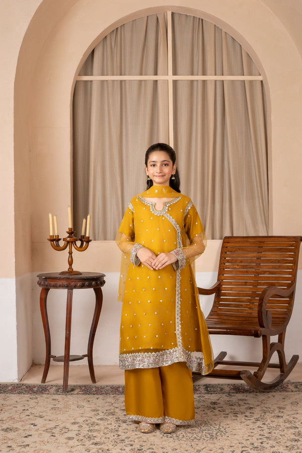 Khayat Stitched Festive Kids Collection'2025-Mustard Angrakha - Mustard
