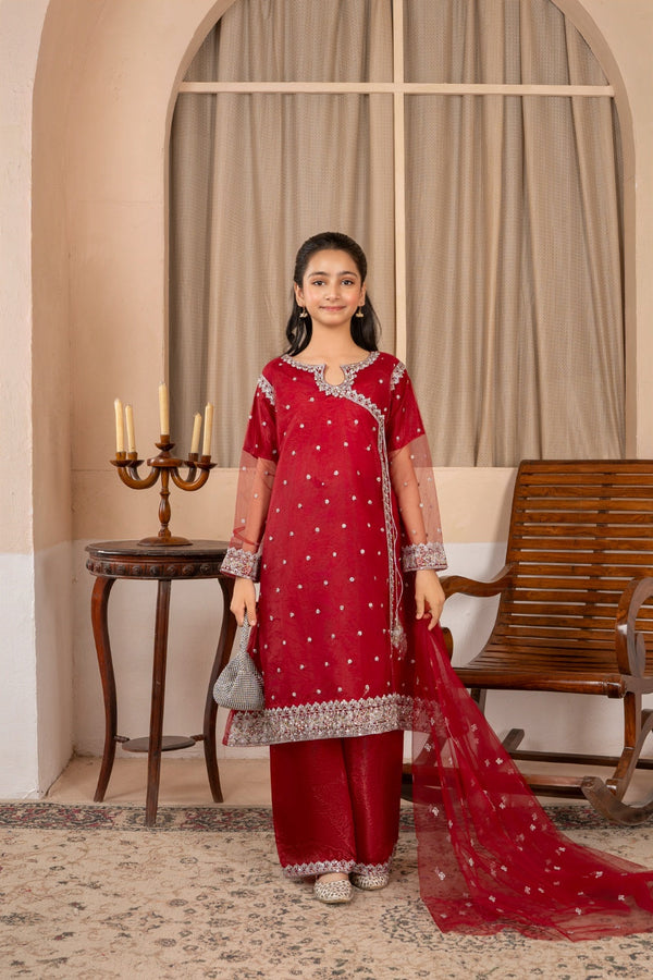 Khayat Stitched Festive Kids Collection'2025-Maroon Angrakha - Maroon