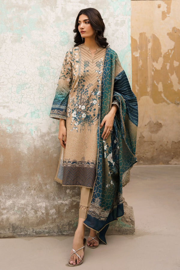 Selene By Sahar Unstitched 3 Piece Printed Lawn Vol-02 Collection'2025-CL-V2-S25-11 - Beige