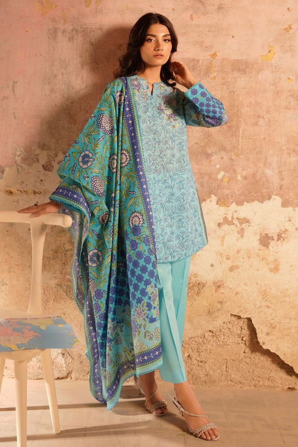 Selene By Sahar Unstitched 3 Piece Printed Lawn Vol-02 Collection'2025-CL-V2-S25-01 - Sky Blue