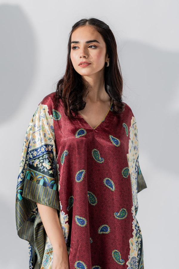 Studio By Arj Studio By Arj women Brown print Silky Satin caftan lounge wear / nightwear