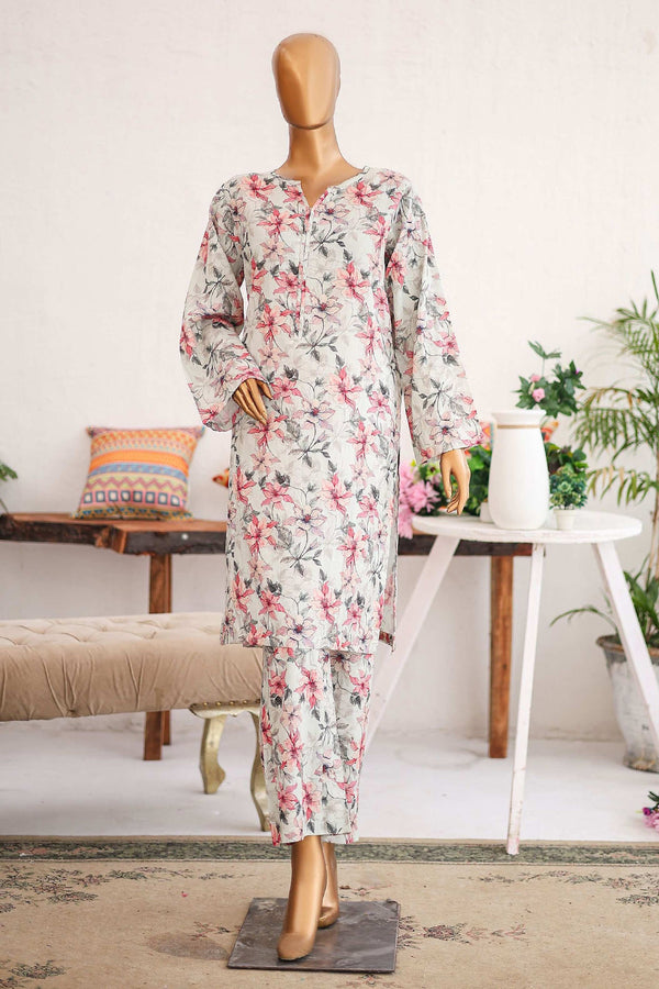 Bin Saeed Stitched 2 Piece Co Ords Cotton Collection'2024-WCKF-963-White