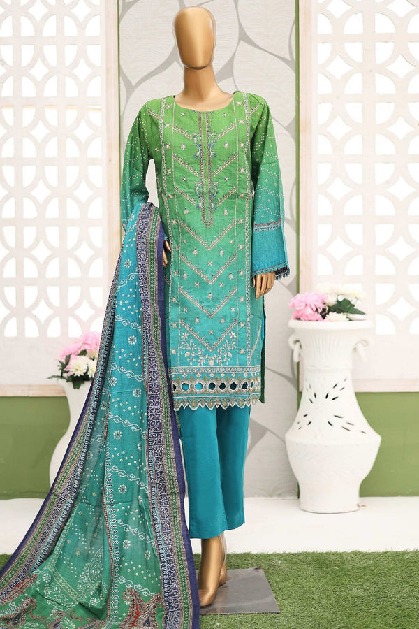 Bin Saeed Stitched 3 Piece Emb Khaddar Winter Collection'2024-WKF-938-Green