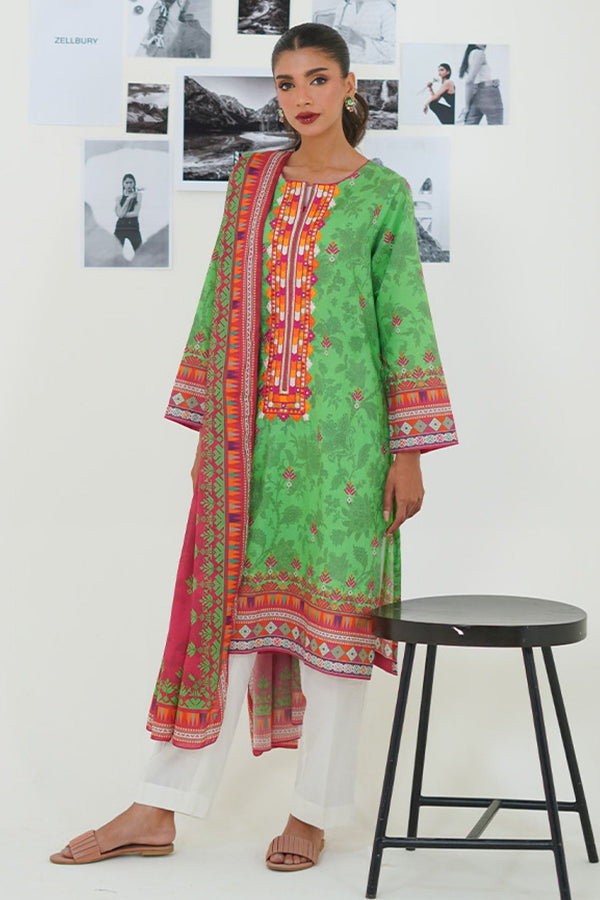 Zellbury Stitched 2 Piece Summer Lawn Collection'2025-WPS-1894 - Green
