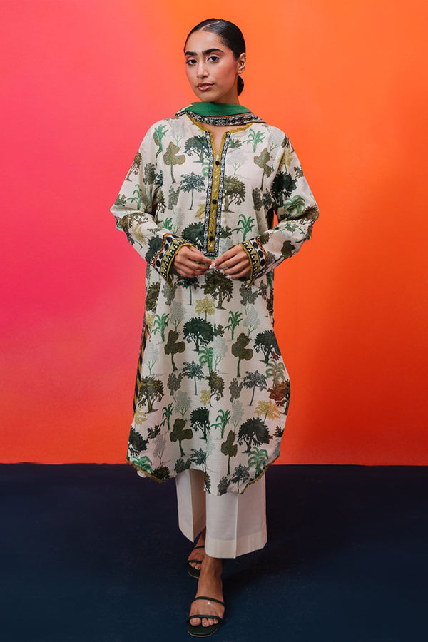 Zellbury Stitched 2 Piece Summer Lawn Collection'2025-WPS-2062 - Off White