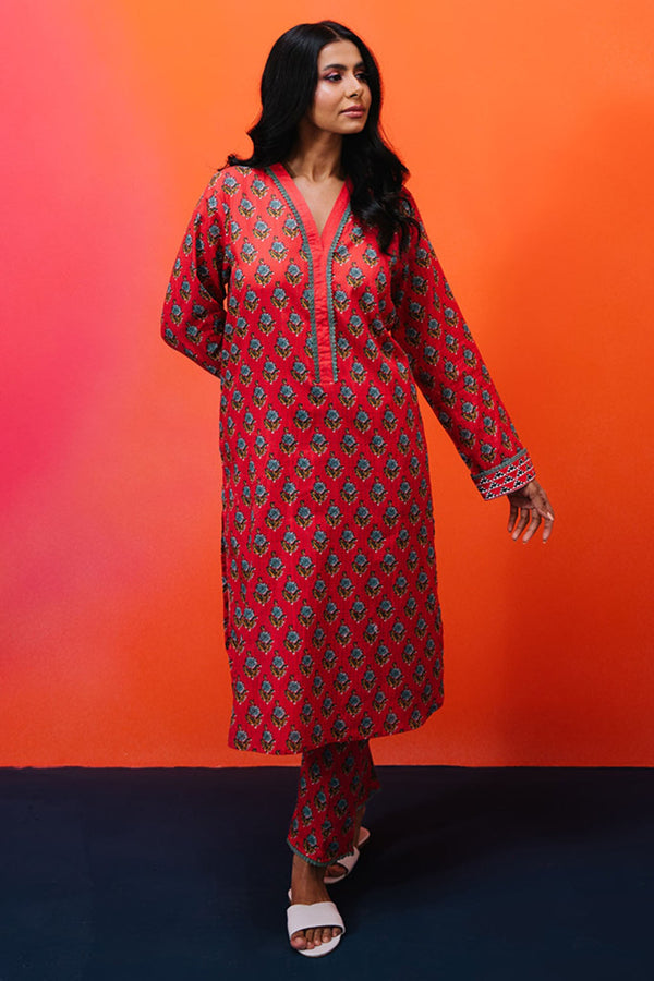 Zellbury Stitched 2 Piece Summer Lawn Collection'2025-WPS-2082 - Red