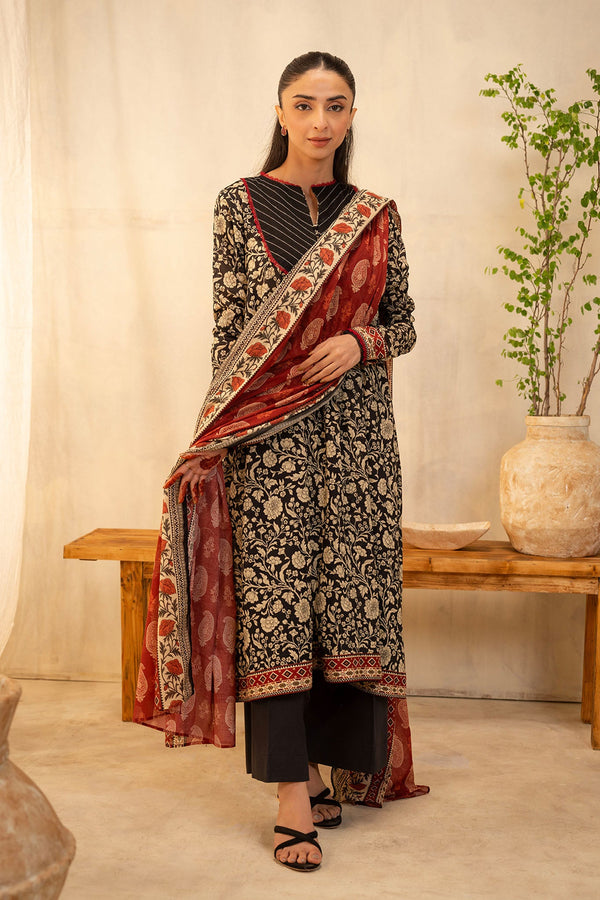 Zellbury Unstitched 3 Piece Summer Collection'2025-WUS-0030 - Black