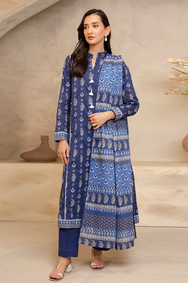 Zellbury Unstitched 3 Piece Summer Lawn Vol-03 Collection'2025-WUS-0040 - Navy Blue