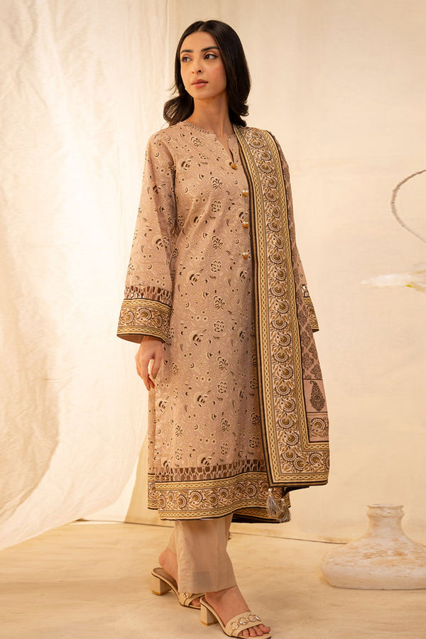 Zellbury Unstitched 3 Piece Summer Lawn Vol-03 Collection'2025-WUS-0049 - Beige