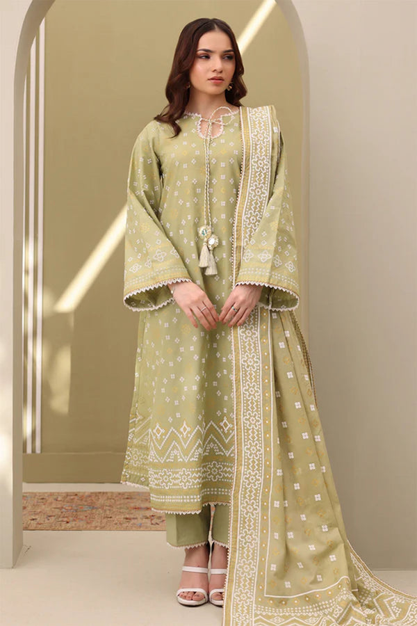 Zellbury Unstitched 3 Piece Summer Lawn Vol-03 Collection'2025-WUS-0051 - Olive