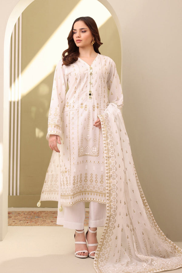 Zellbury Unstitched 3 Piece Summer Lawn Vol-03 Collection'2025-WUS-0053 - White