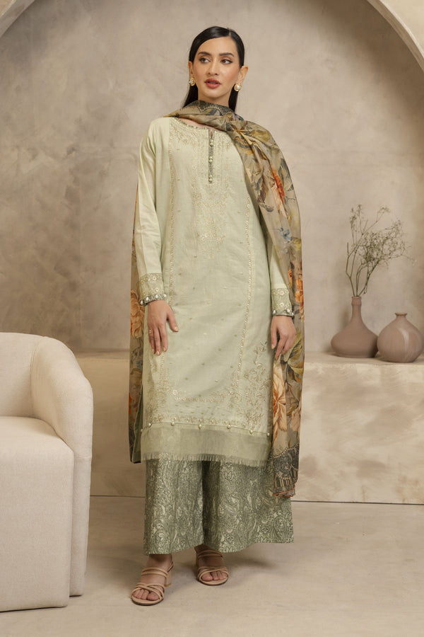 Zellbury Unstitched 3 Piece Summer Lawn Vol-03 Collection'2025-WUS-0077 - Olive