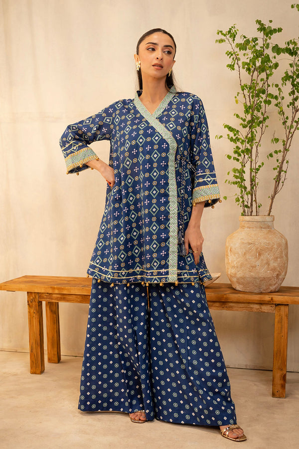 Zellbury Unstitched 2 Piece Summer Collection'2025-WUS-0095 - Navy Blue