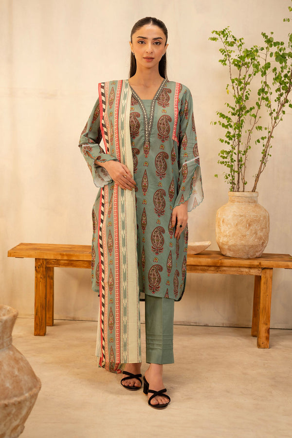 Zellbury Unstitched 3 Piece Summer Lawn Vol-02 Collection'2025-WUS-0108 -  Mehndi