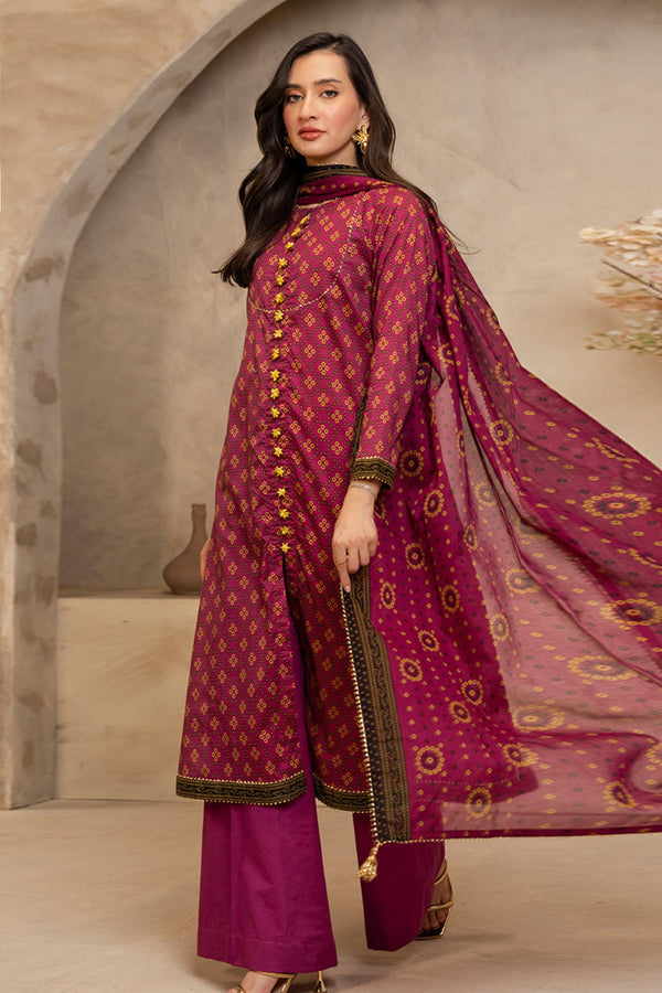Zellbury Unstitched 3 Piece Summer Lawn Vol-03 Collection'2025-WUS-0111 - Maroon