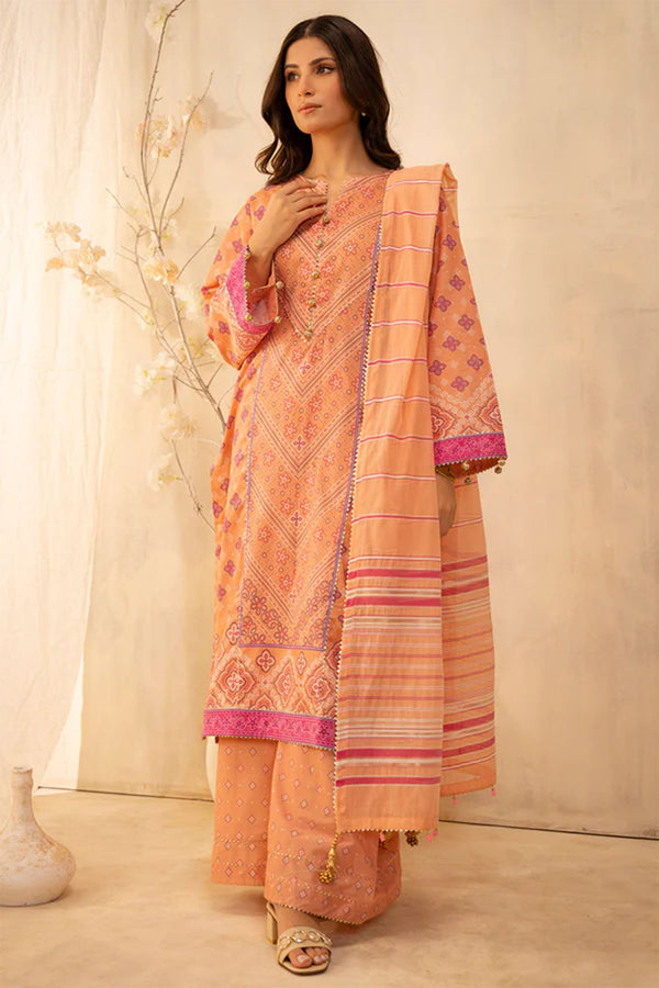 Zellbury Unstitched 3 Piece Summer Lawn Vol-03 Collection'2025-WUS-0127 - Peach