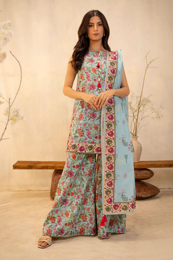 Zellbury Unstitched 3 Piece Summer Lawn Vol-02 Collection'2025-WUS-0129 -  Sky Blue