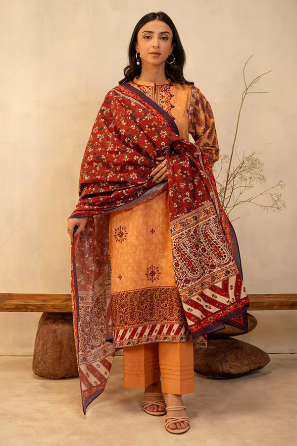 Zellbury Unstitched 3 Piece Summer Lawn Vol-03 Collection'2025-WUS-0136 - Orange