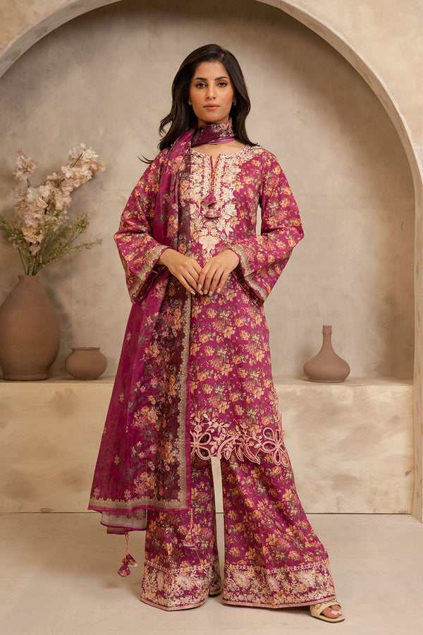 Zellbury Unstitched 3 Piece Summer Collection'2025-WUS-0139 - Maroon
